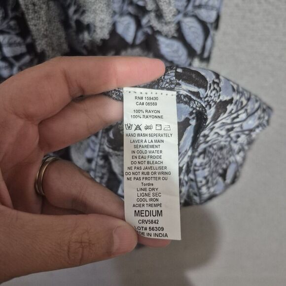 Elan Women's Printed Blue Puff Sleeve Babydoll Dress M - Picture 2 of 6